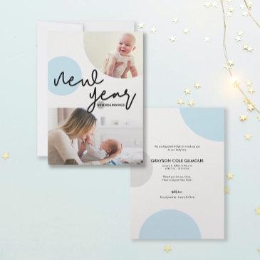 baby boy photos new year new beginnings blue announcement