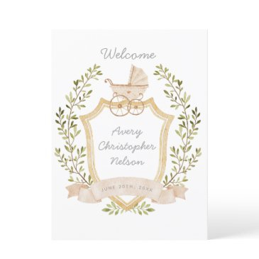 baby carriage crest | neutral hospital sign announcement