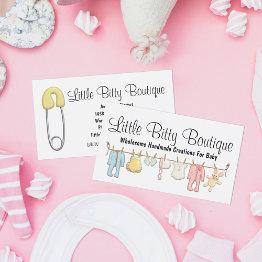 Small Baby Clothing Clothesline Infants Sewing Boutique Business Invitations Front View