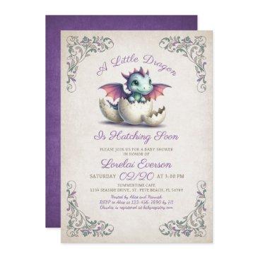 baby dragon shower invitation