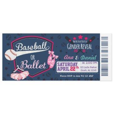 baby gender reveal - baseballs or ballet invitation