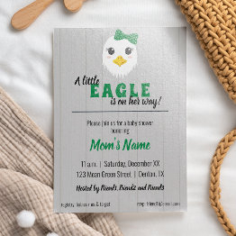 Small Baby Girl Eagle Green Baby Shower Invitation Front View