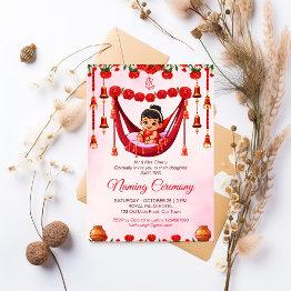 Small Baby Girl Naming Namkaran Cradle Ceremony Invitation Front View
