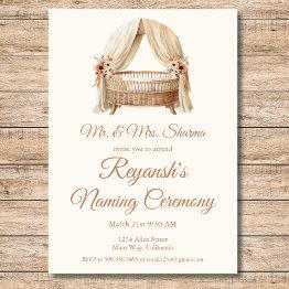 Small Baby Girl Or Boy Cradle Naming Ceremony Invitation Front View