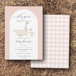 Small Baby Girl Silly Goose On The Loss Baby Shower Invitation Front View