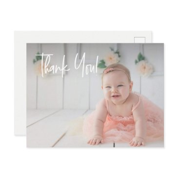baby girl's first birthday thank you photo postinvitations