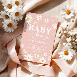 Small Baby In Bloom Blush Boho Daisy Floral Girl Shower Invitation Front View