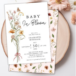 Small Baby In Bloom Floral Spring Baby Shower Invitation Front View