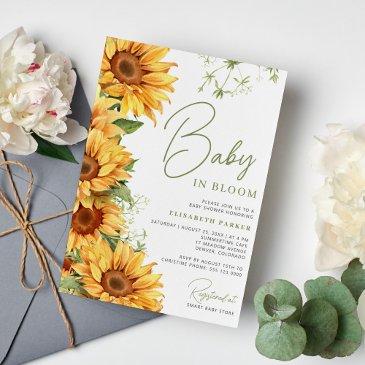 baby in bloom sunflower elegant baby shower invitation
