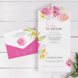 Small Baby In Bloom Watercolor Baby Shower Invitations Front View