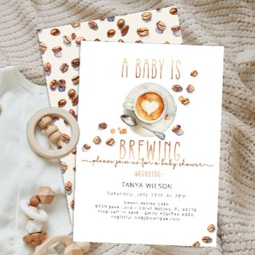 baby is brewing coffee baby shower invitation