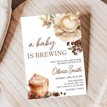 baby is brewing coffee bean baby shower invitation
