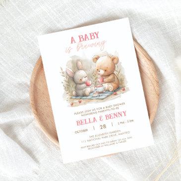 baby is brewing tea party baby shower invitation