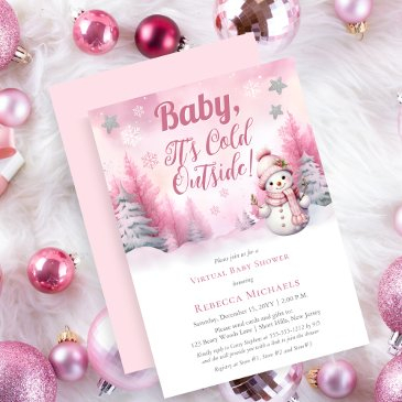 baby it's cold outside girl virtual baby shower invitation