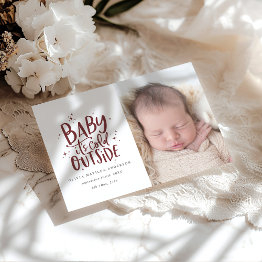 Small Baby Its Cold Outside Photo Birth Announcement Front View