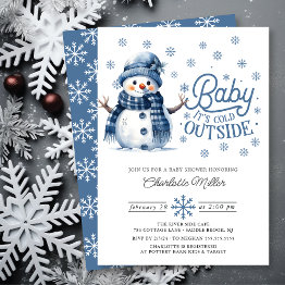 Small Baby It's Cold Outside Winter Baby Shower Invitation Front View