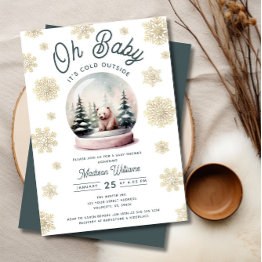 Small Baby It's Cold Outside Winter Snow Baby Shower Invitation Front View