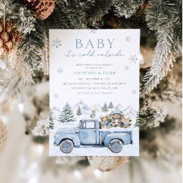 Small Baby It's Cold Outside Winter Woodland Baby Shower Invitation Front View