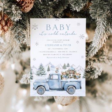 baby it's cold outside winter woodland baby shower invitation