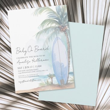 baby on board summer beach baby shower invitation