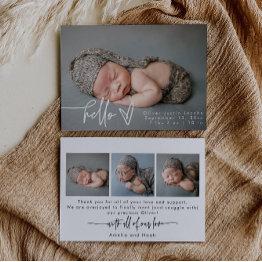 Small Baby Photo Modern Birth Announcement Invitations Front View
