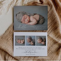 Small Baby Photo Modern Birth Announcement Invitations Front View
