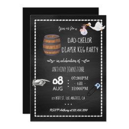 Small Baby Shower Dadchelor Keg Party Chalkboard Invitation Front View