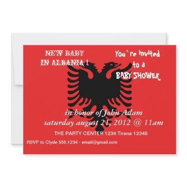 baby shower invitation with flag of albania
