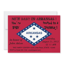 Small Baby Shower Invitation With Flag Of Arkansas Front View