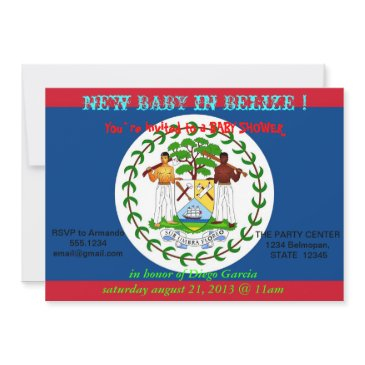 baby shower invitation with flag of belize