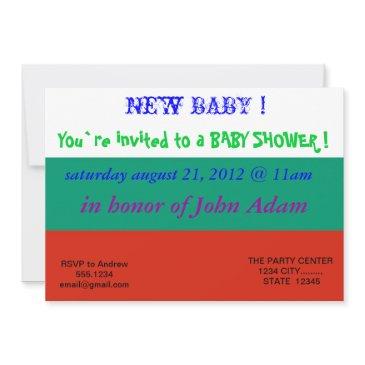 baby shower invitation with flag of bulgaria