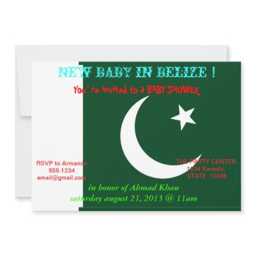 baby shower invitation with flag of pakistan