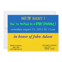 Small Baby Shower Invitation With Flag Of Ukraine Front View