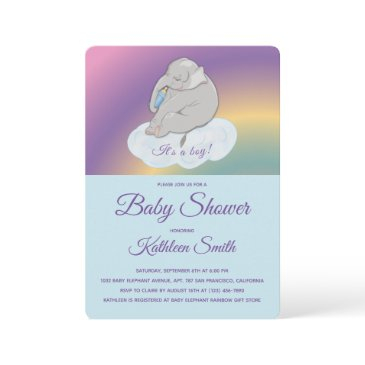 baby shower sweet cute elephant it's a boy photo invitation
