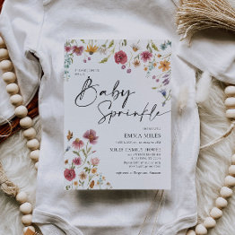 Small Baby Sprinkle, Wildflower Baby Shower Invitation Front View