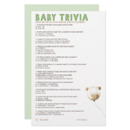 Small Baby Trivia Baby Shower Game Front View