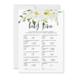 Small Baby Trivia Daisy Baby Shower Floral Game Invitations Front View