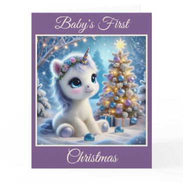 baby unicorn's first christmas invitations