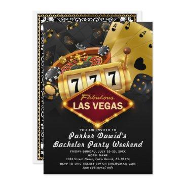 bachelor casino party black gold invitation