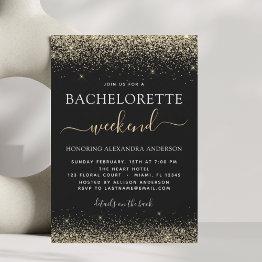 Small Bachelorette Weekend Gold Modern Glitter Party Invitation Front View