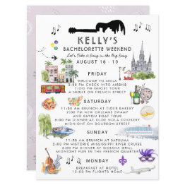 Small Bachelorette Weekend Itinerary | New Orleans Invitation Front View