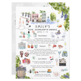 Small Bachelorette Weekend Itinerary | Rome, Italy Invitation Front View