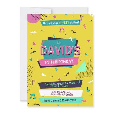 back to 90s memphis style birthday invite
