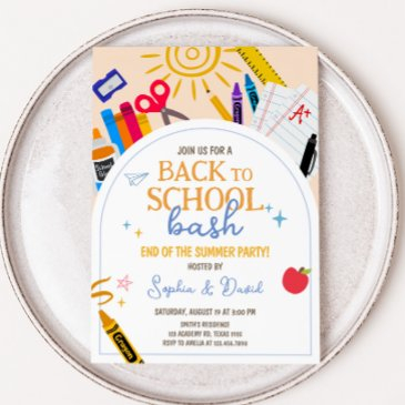 back to school bash party invitation