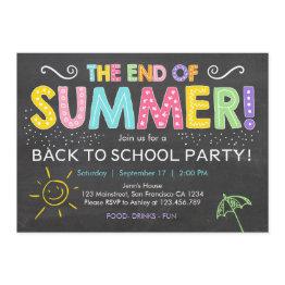 Small Back To School End Of Summer Party Invitation Front View