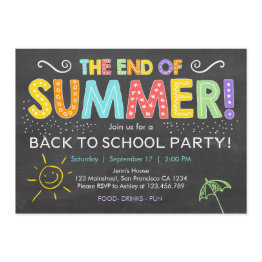 Small Back To School End Of Summer Party Invitation Front View