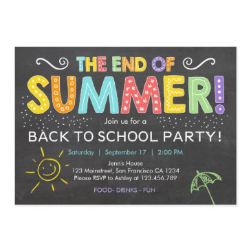 back to school end of summer party invitation