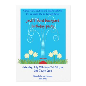 back yard sprinkler splash bash invitation