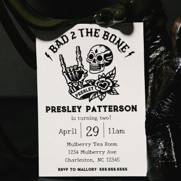 "bad 2 the bone" two year old birthday party invitation