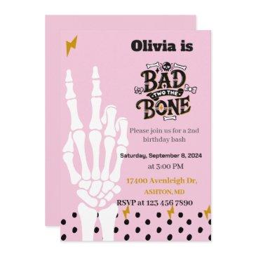 bad two the bone second birthday invitation
